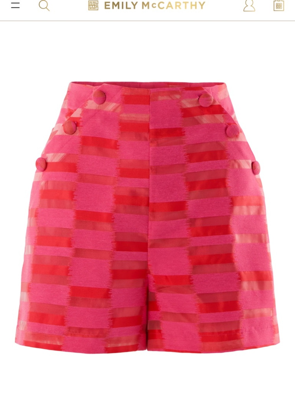 Emily McCarthy High-Waist Pink & Red Checked Shorts
